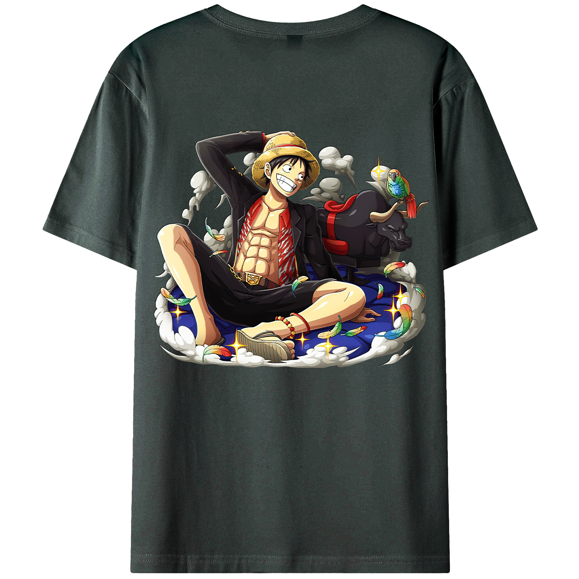 ワンピース モンキー・D・ルフィ ONE PIECE Monkey D. Luffy 綿100％ メンズ半袖Tシャツ（バックプリント） 通気性